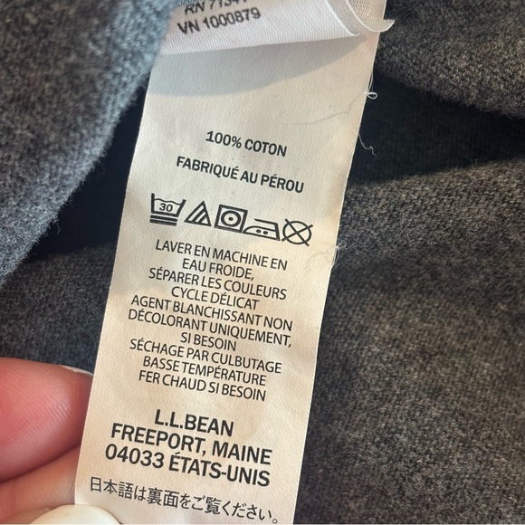 L.L. BEAN Men’s Long Sleeved Hooded‎ Black & Grey Striped Shirt w/ Buttons Large - Picture 5 of 11